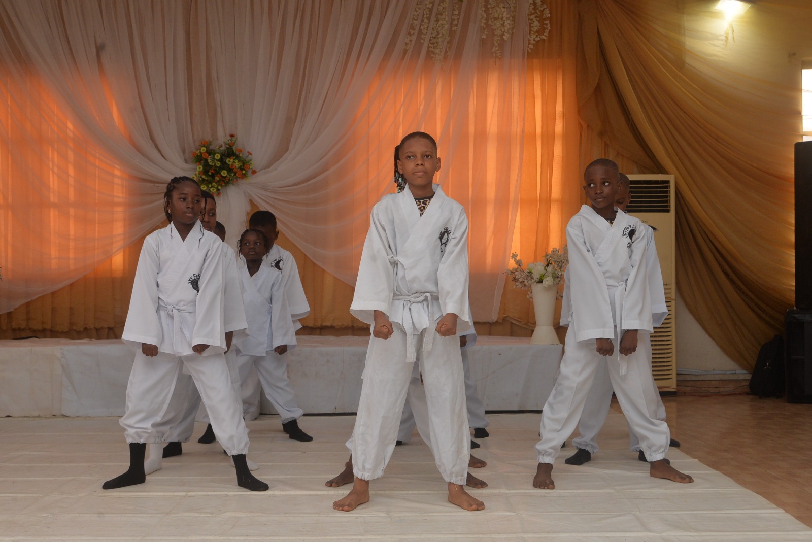 Dandave School Taekwondo Club pupils and instructor